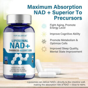 VIVALIFER Liposomal NAD+ 500mg with Trimethylglycine TMG 250 mg Anti Aging Repair Brain120 Caps - Görsel 3