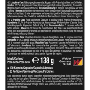 Weider L- Arginine Nitrix Oxide Booster 5000mg 100 Caps