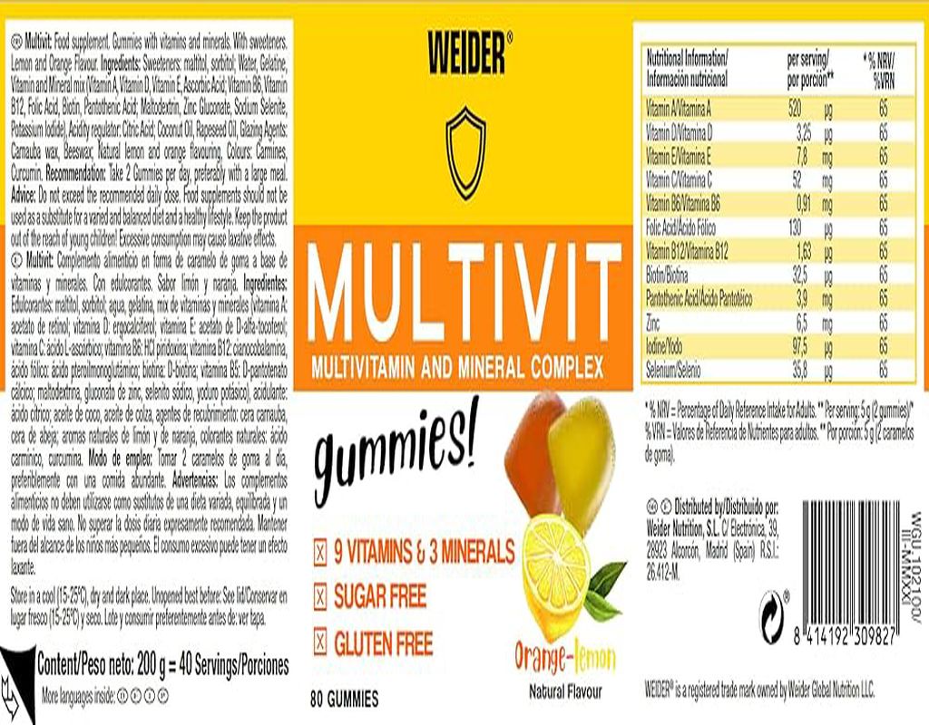 Weider Multivit Gummies multivitamin 80 gummy - Görsel 4