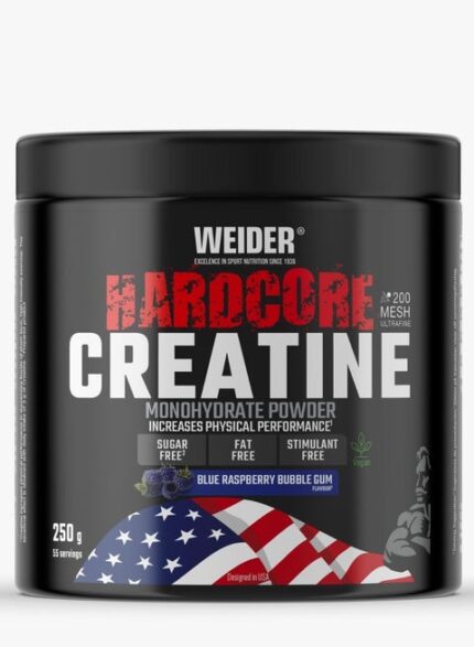 Weider Hardcore Creatine Monohydrate Powder 250g - Blue Rasperry Bubble Gum