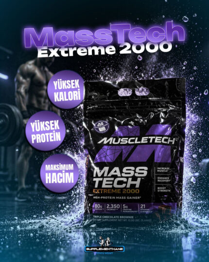 MuscleTech Masstech Extreme 2000 High Protein Food For Weight Mass Gainer 5,44 Kg