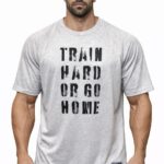Train Hard Or Go Home Baskılı Gri Oversize Beast Mode Tişört