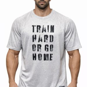 Train Hard Or Go Home Baskılı Gri Oversize Beast Mode Tişört