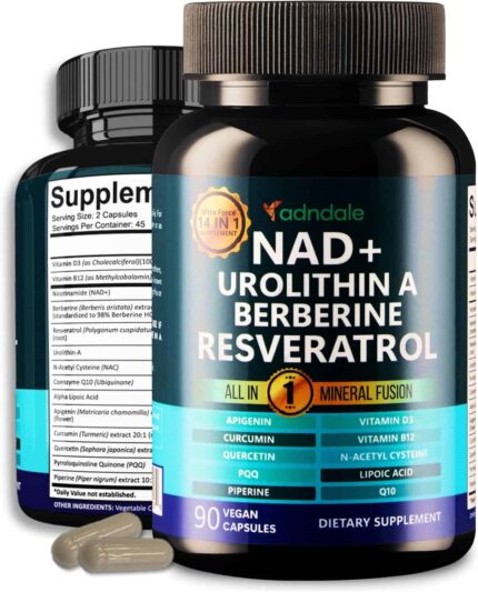 Adndale NAD Urolithin-A Berberine Resveratrol 90 Vegan Caps