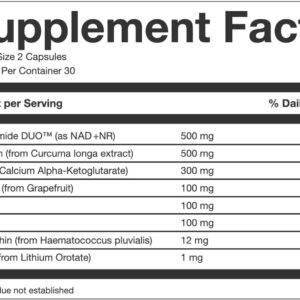 AEON Longevity Complex White with Curcumin NAD-NMN Nicotinamide Mononucleotide AKG Glycine Taurine Healthy Aging Energy Immune System Vegan 60 Caps