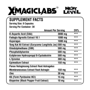 XMagiclabs NEXT LEVEL Testo Booster Daa Fadogia agrestis Tongkat Ali 240 Kapsül - Görsel 2