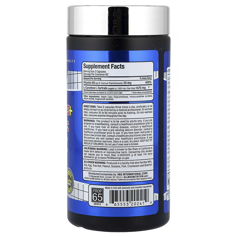 ALLMAX Essentials L-Carnitine + Tartrate 120 Caps - Görsel 2