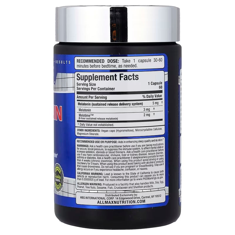 AllMax Nutrition Melatonin Sleep 8HR - 60 Capsules - Görsel 2
