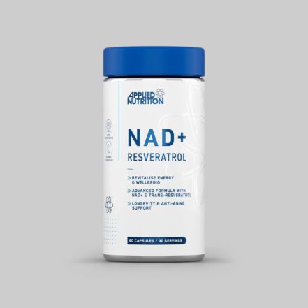 Applied Nutrition NAD+ Trans-Resveratrol Cellular Energy Antioxidant Support & Daily Wellness Formula 60 Caps