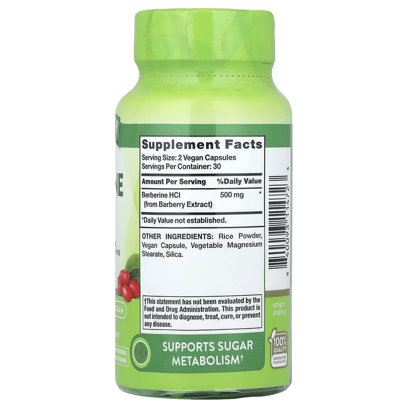 Nature's Truth Berberine HCI Barberry Extract Sugar Metabolism 60 Capsules - Görsel 2