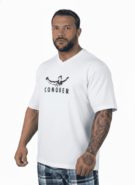 OVERSIZE TİŞÖRT CONQUER BEYAZ