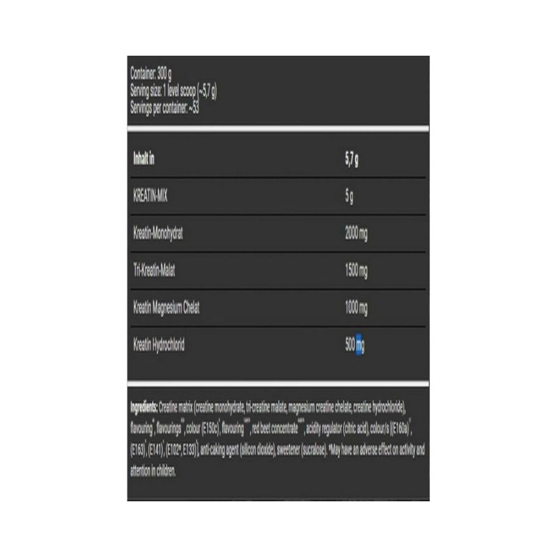 Badass Creatine Monohydrate Matrix Tri-creatine Malate 300 gram 52 servis