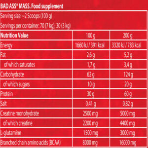 Badass Mass Gainer Karbonhidrat tozu 3 KG - Görsel 2