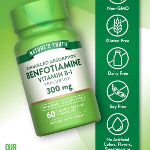 Nature’s Truth Benfotiamine 300 mg 60 Kapsul Vitamin B1 Precursor Enhanced Absorption