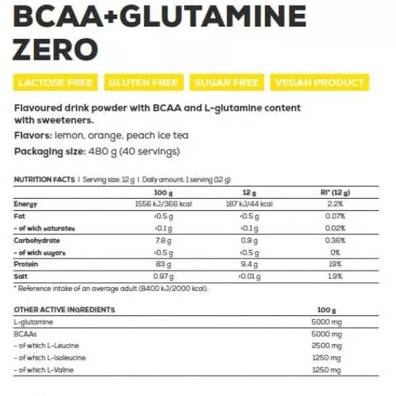 BIOTECH USA BCAA + Glutamine Zero - 480 g 40 Servis - Görsel 2