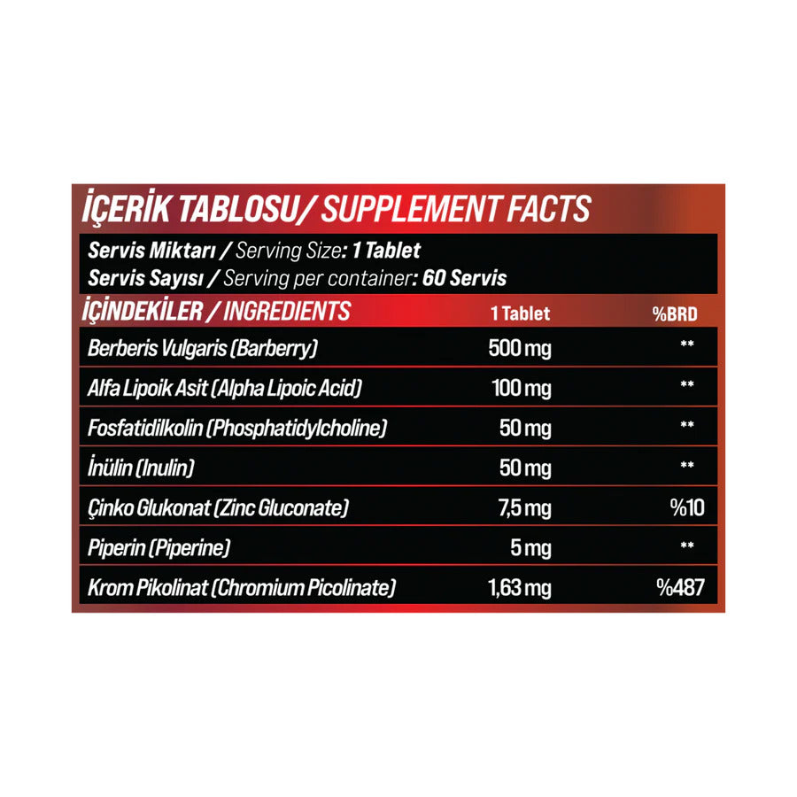 Grimsupps Berberis vulgaris & Alpha lipoic & Zinc & Phosphatidylcholine 60 Tablet - Görsel 2