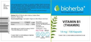 Bioherba Vitamin B1 Benfotiamine (Thiamine) 14 mg 100 Caps - Görsel 2