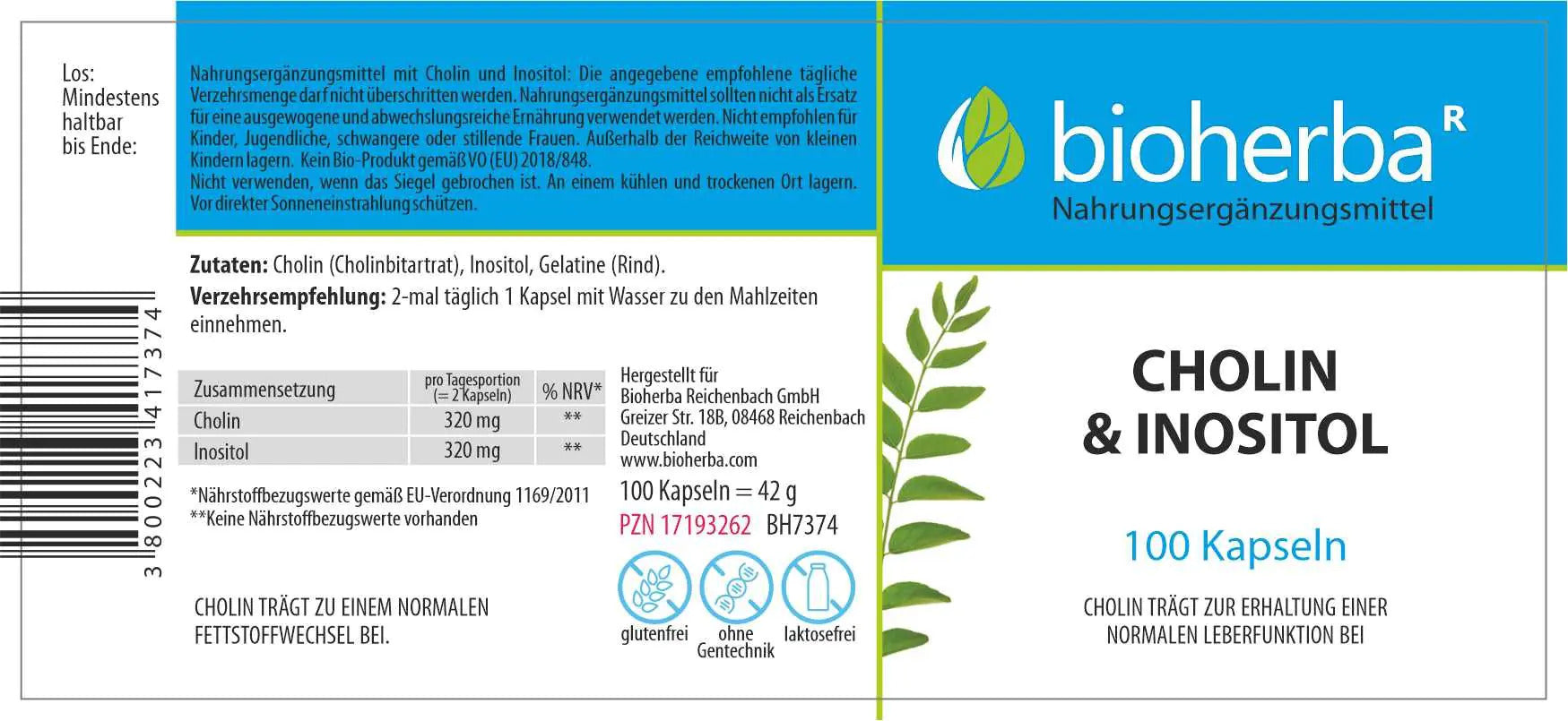 Bioherba Choline(Kolin) & Inositol 100 Caps - Görsel 2