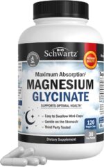BioSchwartz Magnesium Glycinate 500mg Nerves Muscles Heart Mood and Sleep Support 120