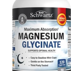 BioSchwartz Magnesium Glycinate 500mg Nerves Muscles Heart Mood and Sleep Support 120