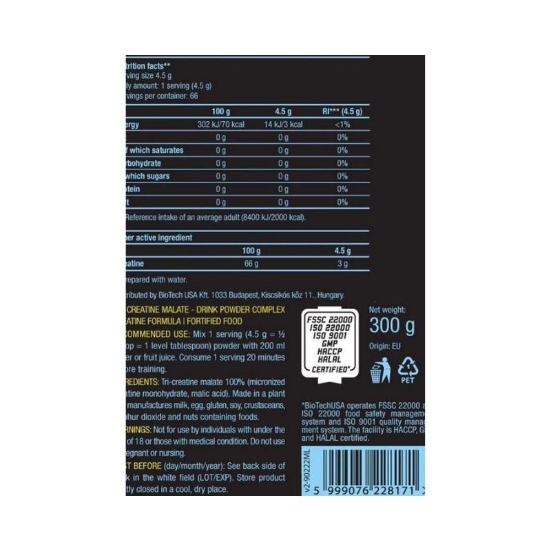 BiotechUSA BIOTECH USA 100% Creatine(Kreatin) Monohydrate 300 gram – 88 SERVİS (Amerikan versiyon)
