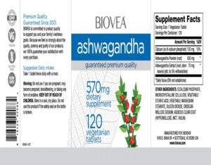 Biovea Ashwagandha 570mg 120 Vegetarian Tablets - Görsel 2