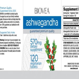 Biovea Ashwagandha 570mg 120 Vegetarian Tablets