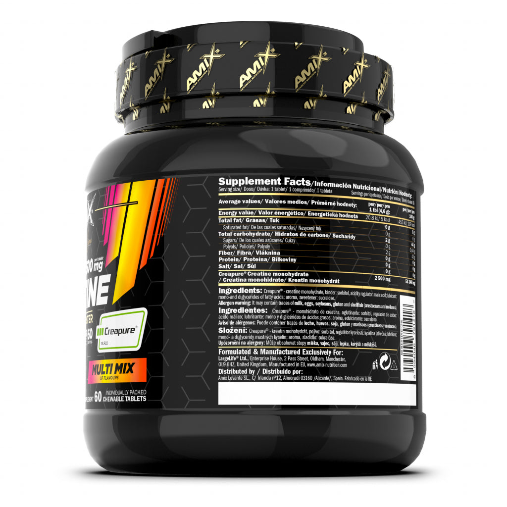 Amix Black Line Creatine Creapure 2500mg 60 Chewable Tabs Zero Sugar - Görsel 4