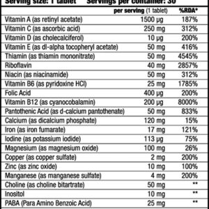 Biotech Usa Vitabolic sport multivitamin Choline İnositol+Paba+Zinc- 30 tablet