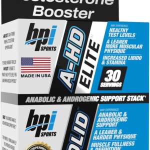 BPI Sports A-HD Elite/Solid Testo Booster for Men Strength Libido & Performance Support 30 Servis