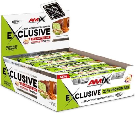 AMIX Exclusive Protein Bar 12x85g - Pistachios Caramel