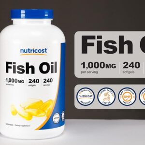 Nutricost Fish Oil Balık Yağı 1000mg 560mg of Omega 3 240 Softgels