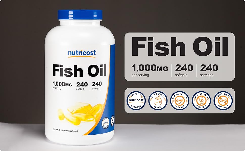 Nutricost Fish Oil Balık Yağı 1000mg 560mg of Omega 3 240 Softgels - Görsel 2