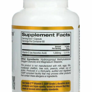 California Gold Nutrition, Gold C, USP Grade Vitamin C, 1,000 mg, 60 V