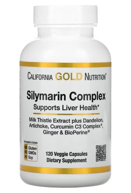 California Gold Nutrition Silymarin Complex Milk Thistle Extract Plus Dandelion, Artichoke, Curcumin C3 Complex Ginger and BioPerine 120 Veggie