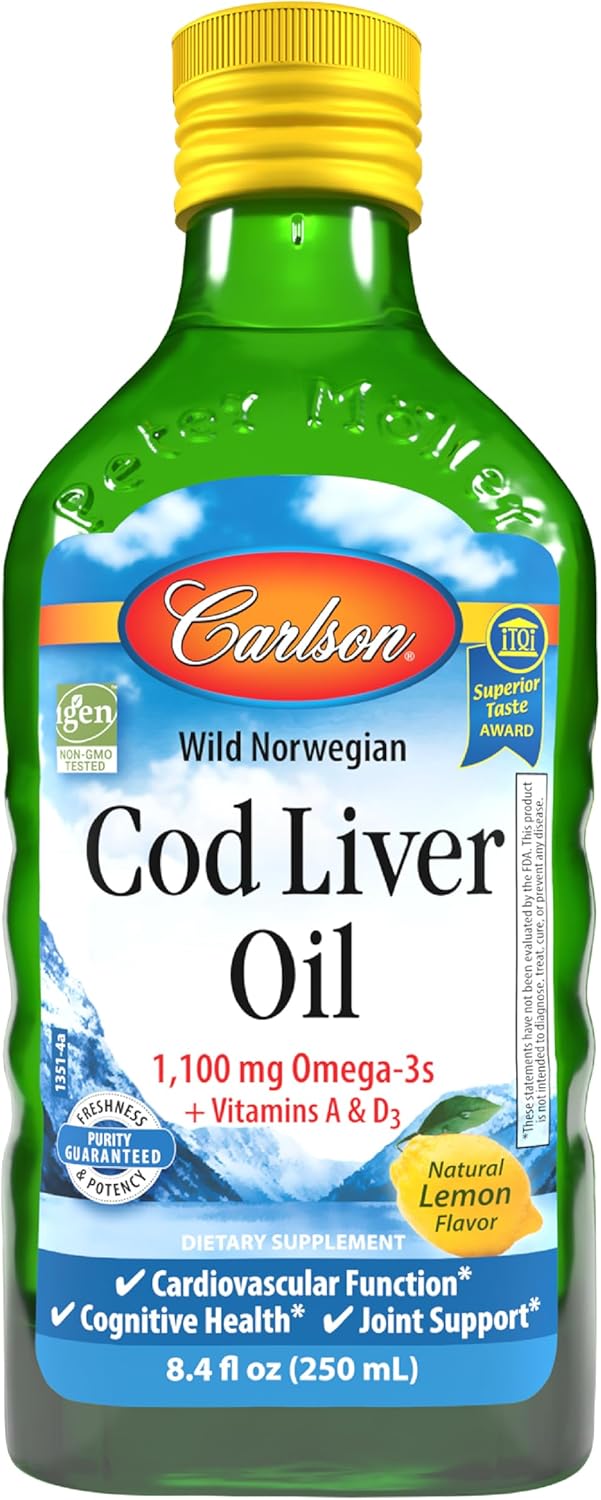 Carlson - Cod Liver Oil 1100 mg Omega-3s Liquid Cognitive Fish Oil Lemon EPA DHA 250 ml - Görsel 5