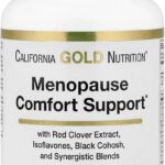 California Gold Nutrition Menopause Comfort with Folate Red Clover Extract, Vitamin B12 Theanine 56 Veggie Caps
