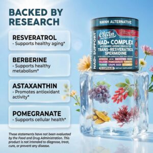 Clean Nutraceuticals NAD Spermidine Fisetin Quercetin Grape Seed Gotu Kola Berberine Astaxanthin Taurine Pomegranate Acai Anti Aging Longevity 90 caps - Görsel 2