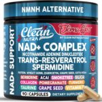Clean Nutraceuticals NAD Spermidine Fisetin Quercetin Grape Seed Gotu Kola Berberine Astaxanthin Taurine Pomegranate Acai Anti Aging Longevity 90 caps