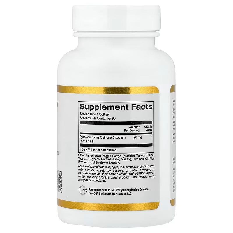 California Gold Nutrition PQQ Pyrroloquinoline Quinone Brain Cognitive Antioxidants 20 mg 90 Veggie Softgels - Görsel 2