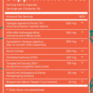 Dark Labs Devil Testo Booster Ksm66 Ashwagandha , Fadogia agrestis , Boron , Tongkat Ali 120 Caps