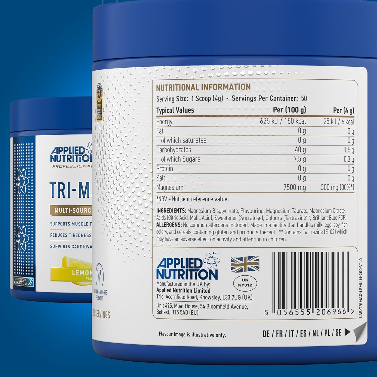 Applied Nutrition Tri-Magnesium Magnezyum Complex Glycinate+Taurate+Citrate Powder 50 Servis - Görsel 4