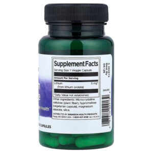 Swanson Lithium Orotate 5 mg Cognitive Brain Nervous System Health 60 Veggie Caps