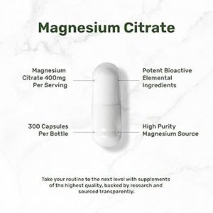 Deal Supplement Magnesium(Magnezyum) Citrate 400mg Per Serving, 300 Veggie Capsules - Görsel 3