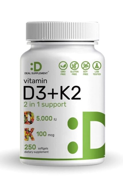 Deal Supplement Vitamin D3 K2 5000IU Softgel 250 Count