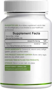 DEAL SUPPLEMENT Vitamin A 25000 IU 500 Coconut Oil Fish Liver Oil Vitamins for Eye Immune & Skin Health - Görsel 3