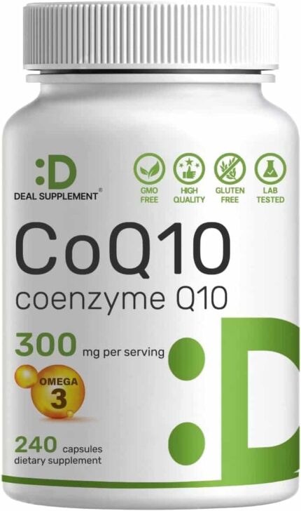 DEAL SUPPLEMENT CoQ10 Bioavailable Coenzyme Ubiquinon Omega 3 Heart Energy Brain Health Antioxidant Support 240 Caps