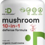 Deal Supplement Organic 10-in-1 Lions Mane Turkey Tail Reishi Cordyceps Mushroom Complex Immune, Energy & Nootropic Brain Support