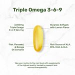 Deal Supplement Triple Omega 3-6-9 Fish Oil with Flaxseed Oil Borage Oils High EPA + DHA 3,600mg – 240 Softgels - Görsel 2