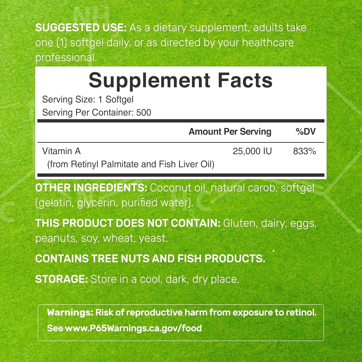 DEAL SUPPLEMENT Vitamin A 25000 IU 500 Coconut Oil Fish Liver Oil Vitamins for Eye Immune & Skin Health - Görsel 4
